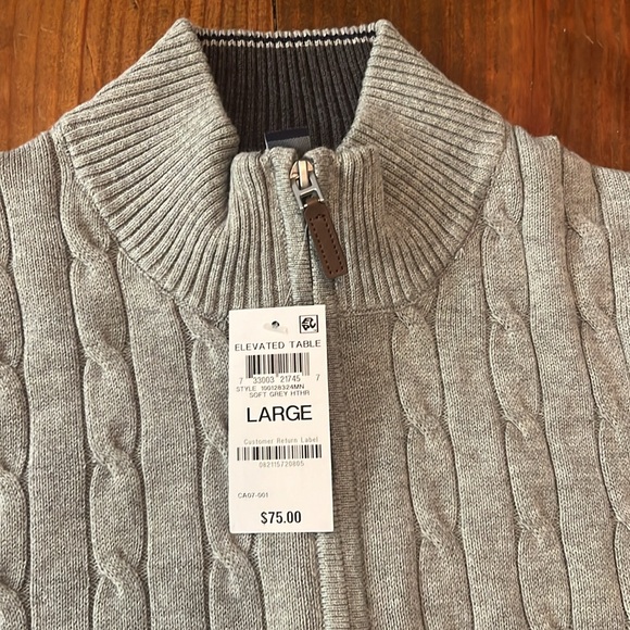 NWT Two Clubs Room Men's 1/4 Zip Sweater - Picture 5 of 8